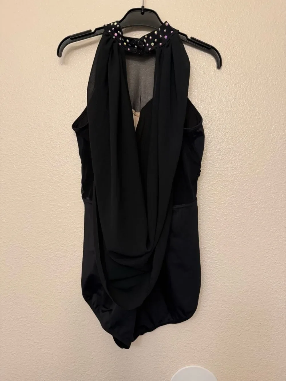 WEISSMAN solo custom Dance Costume black drape illusion leotard MT10188 LA